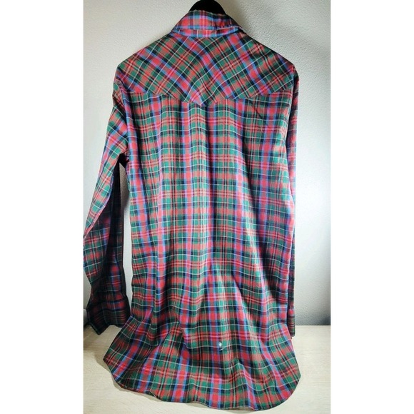 Ranchero Western Plaid Snap Button Shirt Mens Tall Large Y2K - Picture 7 of 8